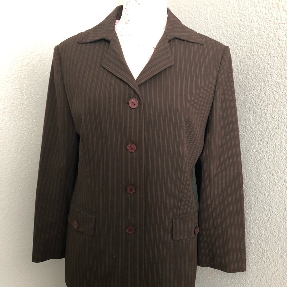 Herve Leger Brown Pinstripe suit
